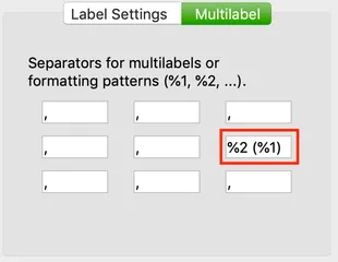 Séparateur d'étiquette multiple configuré avec un motif de formatage