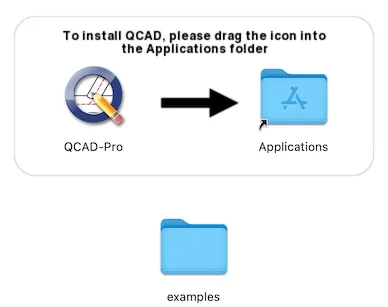 Glisser l'icône de QCAD vers le dossier Applications dans le Finder