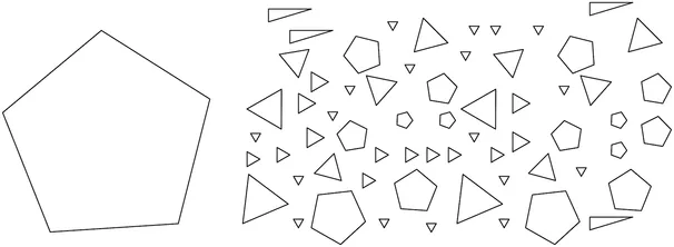Pièces polygonales à divers angles