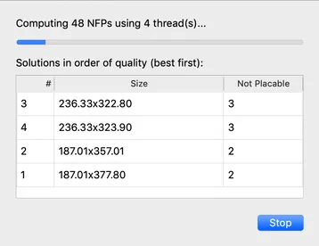 La boîte de dialogue de nesting répertoriant les solutions disponibles