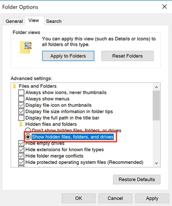 Activation de l'affichage des fichiers et dossiers cachés dans l'Explorateur Windows