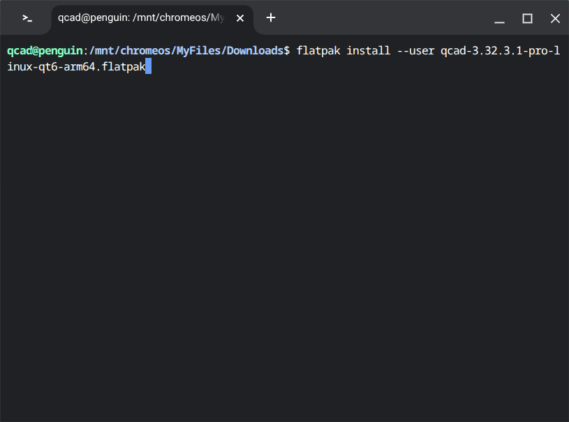 Installing the QCAD Flatpak in the terminal