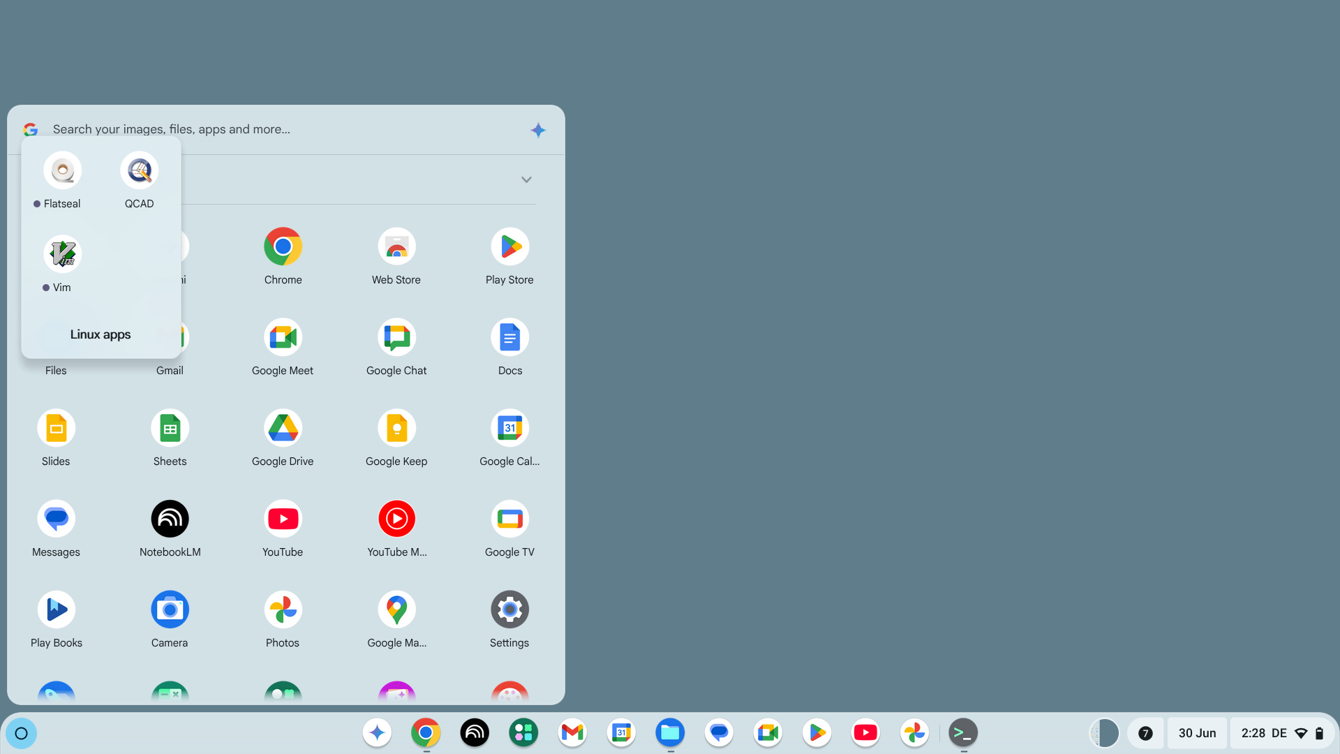 QCAD in the Linux Apps folder
