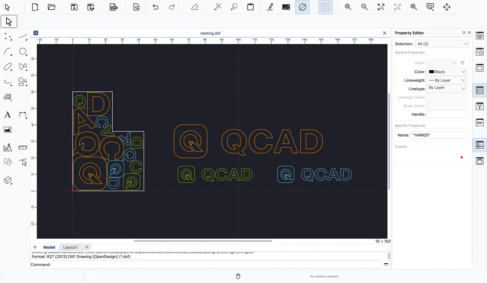 QCAD/CAM Nesting
